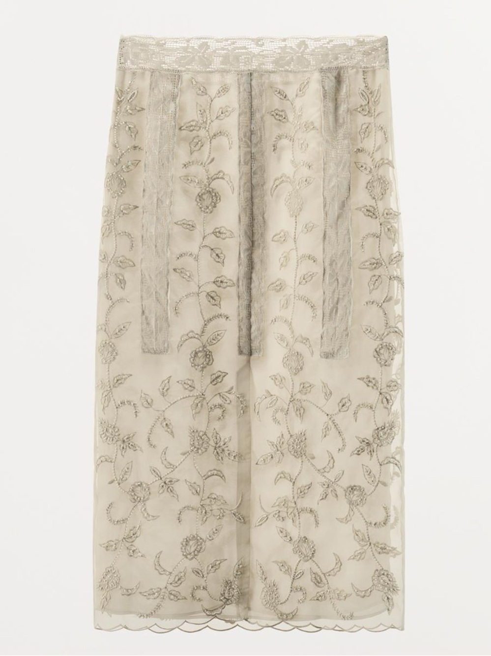 BEADED EMBROIDERED ORGANZA SKIRT - Picture 3 of 8